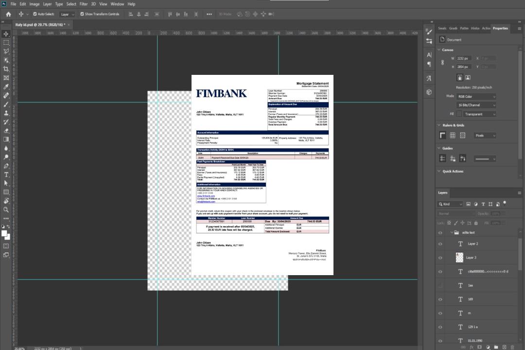 Modèle Word et PDF de relevé hypothécaire de Malte FIMBank template Modèle Word et PDF de relevé hypothécaire de Malte FIMBank template